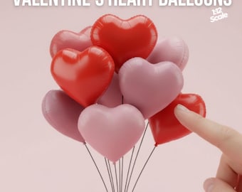 Hartballonnen poppenhuis: 1:12 – Valentijnsdag STL-bestanden in mylar-stijl