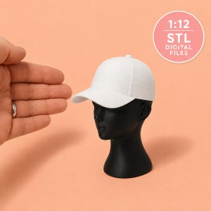 Basebollkeps i skala 1:12 dockhusmöbler, dekorationer och tillbehör 3D-UTSKRIVBARA STL-FILER