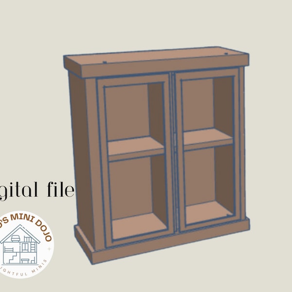 Burton Upper Modern Farmhouse Kitchen Cabinets with Open Shelving. 1:12 3D PRINTABLE STL