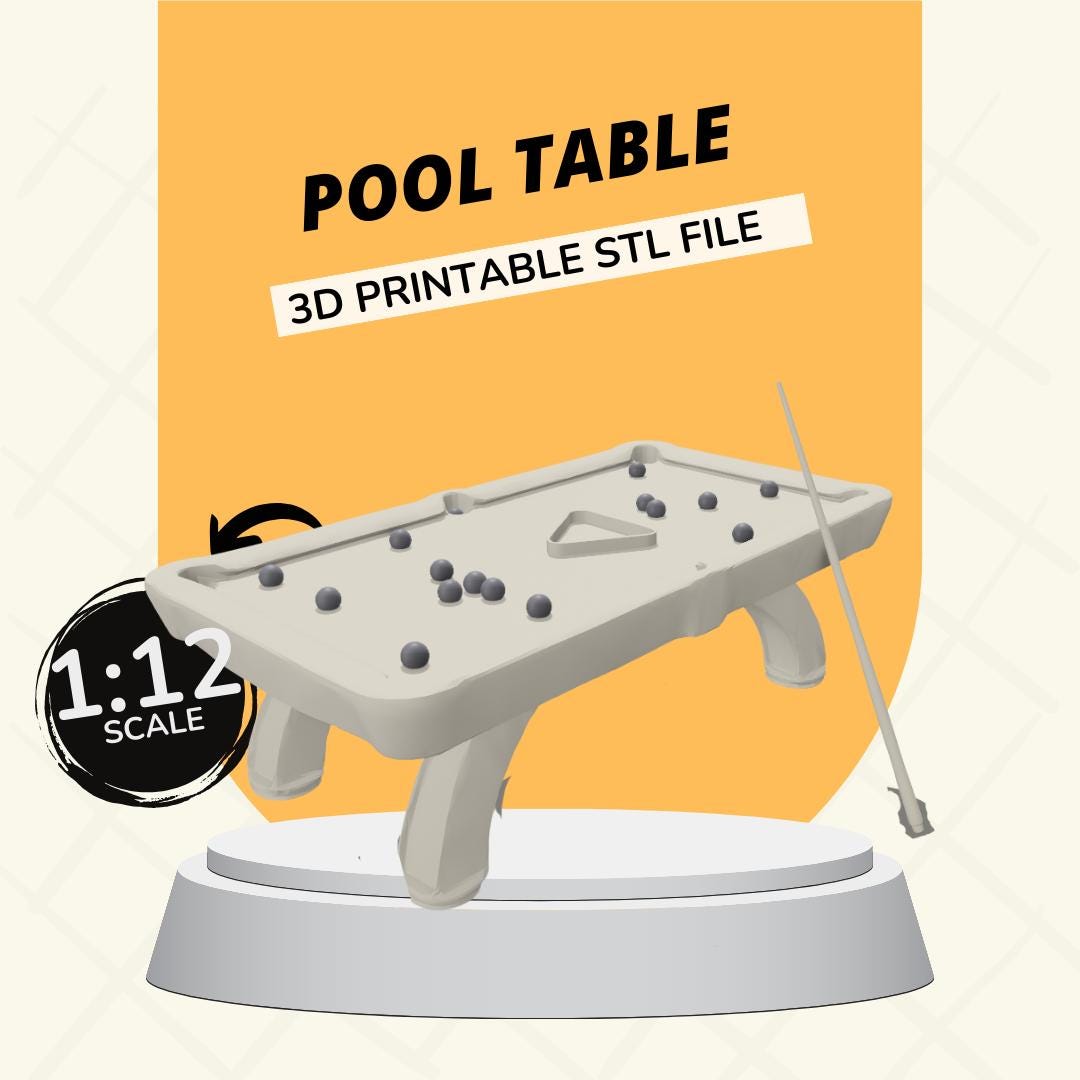 Mini Pool Table Stl Pool Table 1:12 Dollhouse Furniture & Accessories 3D PRINTABLE STL FILE ...