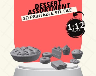 Dessert Sortiment 1:12 Puppenhaus Möbel, Dekoration und Zubehör 3D DRUCKBARE STL DATEIEN