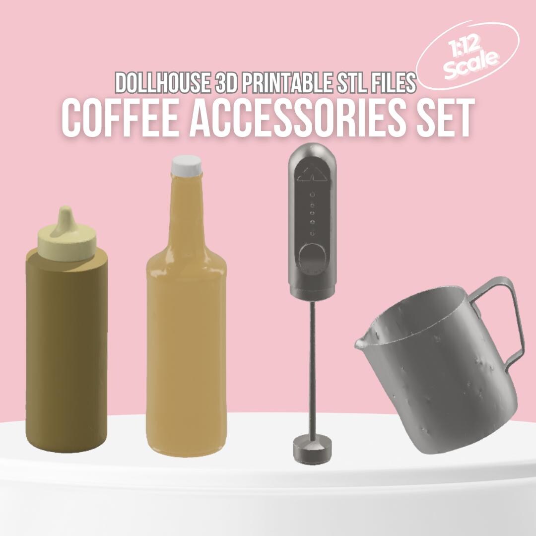Miniature Coffee Accessory Set – 1:12 Scale Dollhouse STL Files - Etsy