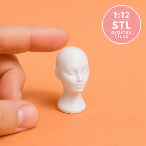 1:12 Scale Dollhouse Mannequin Head, 3D Printable STL Files (Digital Download)
