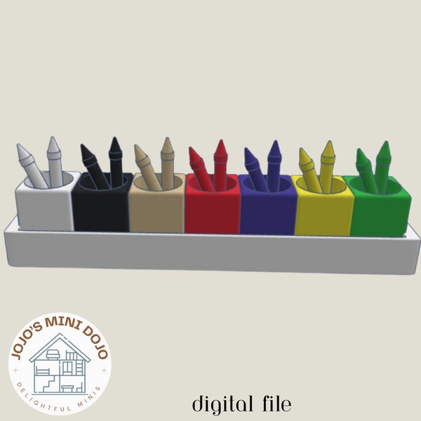 Chris' Crayon Organizer for Dollhouse Art Room Kid's Room STL 3D PRINTABLE