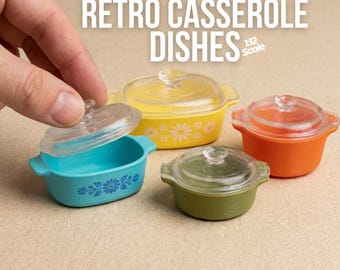 Conjunto de assadeiras de vidro retrô em escala 1:12 (STL) – Miniaturas para casa de bonecas (Download digital)