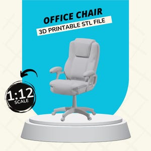 Silla de oficina a escala 1:12 Muebles, decoraciones y accesorios para casas de muñecas ARCHIVOS STL PARA IMPRIMIR EN 3D