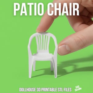 1:12 Scale Dollhouse Plastic Patio Chair 3D Printable STL Files