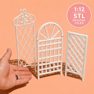 Colección de celosías para jardín de casas de muñecas a escala 1:12 – Descarga digital STL