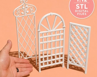 1:12 Scale Dollhouse Garden Trellis Collection – STL Digital Download