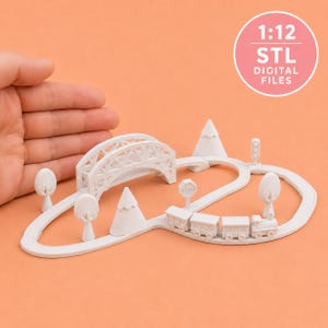 Speelgoedtreinset voor kinderen, poppenhuismeubels en accessoires, schaal 1:12, 3D-printbaar STL-bestand