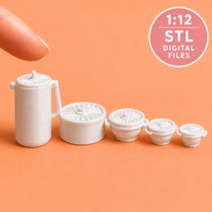 Retro Tupperware Set, 1:12 Scale Dollhouse Miniatures (3D Printable STL)