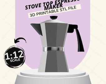 Stovetop Espresso Maker Dollhouse Furniture & Accessories 1:12 Scale 3D PRINTABLE STL FILES