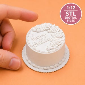 1:12 Scale Dollhouse Birthday Cake with Roses and Script – 3D PRINTABLE STL FILE
