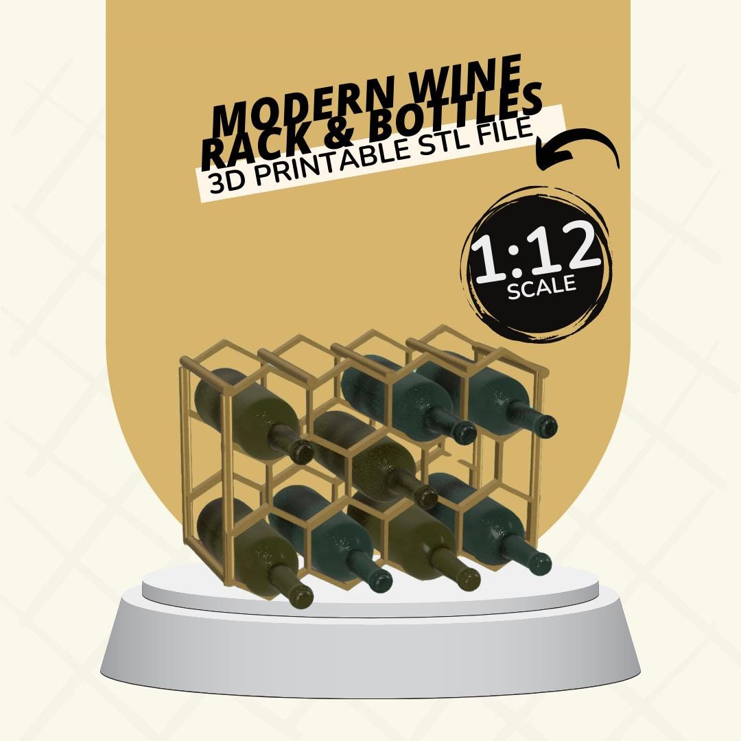 Wine Rack and Bottles Dollhouse Furniture & Accessories 1:12 Scale 3D ...