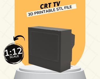 CRT Television 1:12 Scale Dollhouse Furniture, Decorations and Accessories 3D PRINTABLE STL Files