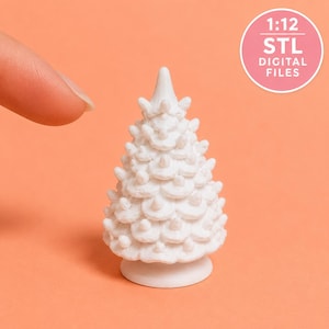 Mini Retro Ceramic Christmas Tree STL for 1:12 Scale | Dollhouse Holiday Decor | Festive Mini Tree 3D Print File