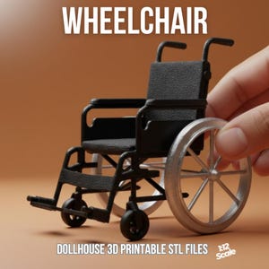 Muebles, decoraciones y accesorios para casa de muñecas en silla de ruedas a escala 1:12. Archivos STL imprimibles en 3D.