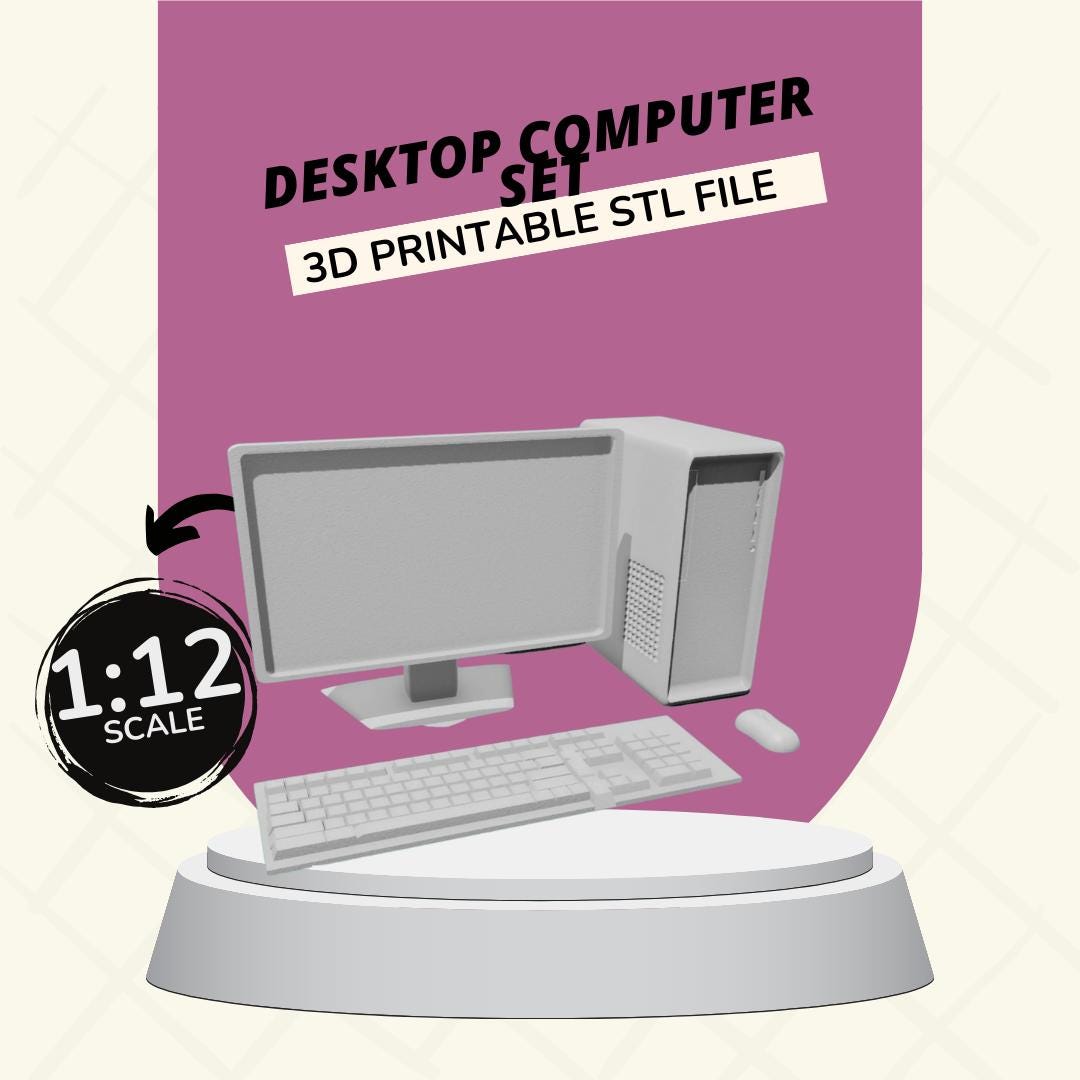 Desktop Computer Set 1:12 Scale Dollhouse Furniture, Decorations and ...