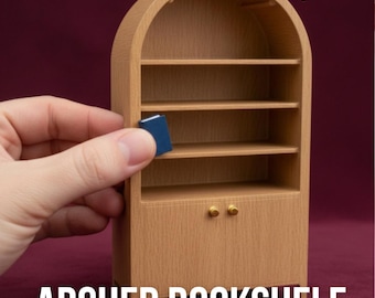 Arched Bookshelf 1:12 Scale Dollhouse Furniture, Decorations and Accessories 3D PRINTABLE STL FILES