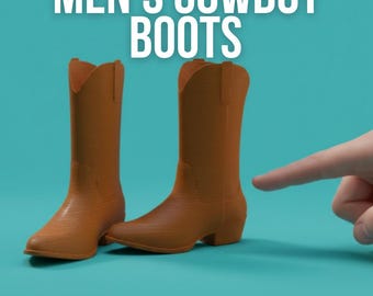 Botas de vaquero para hombre, escala 1:12, muebles, decoraciones y accesorios para casas de muñecas, archivos STL imprimibles en 3D.