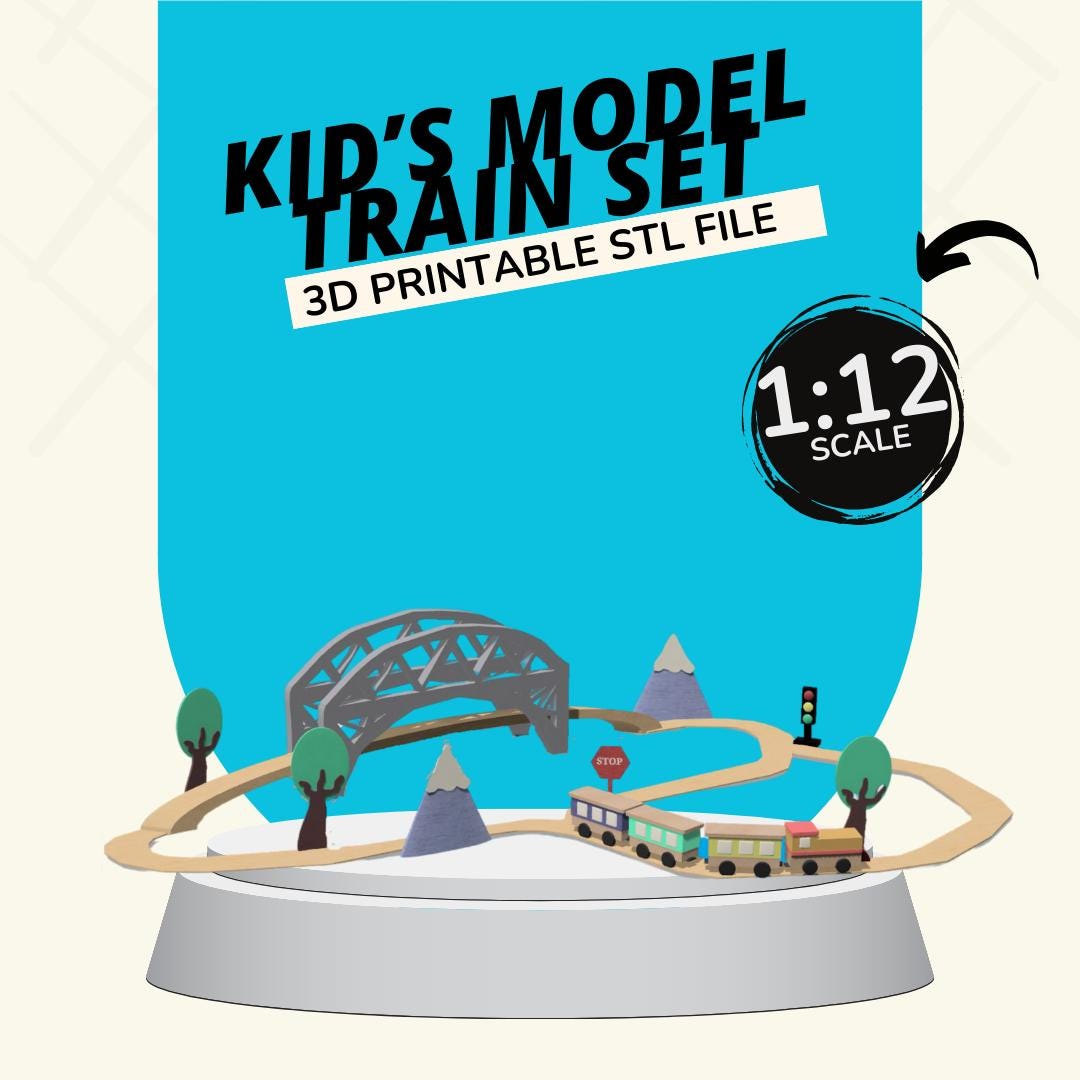 Kid's Toy Train Set Dollhouse Furniture & Accessories 1:12 Scale 3D ...