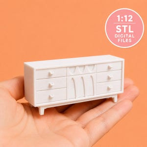 1:12 Scale Mid-Century Modern Long Dresser / Credenza STL FILE
