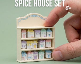 Set STL de Spice Village a escala 1:12 – Decoración de cocina en miniatura para casa de muñecas (descarga digital)