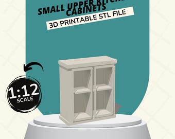 Small Upper Modern Farmhouse Kitchen Cabinets with Open Shelving Dollhouse Furniture & Accessories 1:12 3D PRINTABLE STL