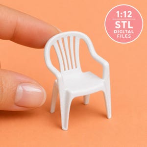1:12 Scale Dollhouse Plastic Patio Chair 3D Printable STL Files