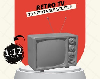 Retro Television 1:12 Scale Dollhouse Furniture, Decorations and Accessories 3D PRINTABLE STL FILES