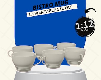 Bistro Mug Dollhouse Furniture, Accessories & Decor 1:12 Scale 3D PRINTABLE STL