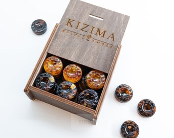 Checkers Set Handmade super Gift with Baltic amber from KIZIMA