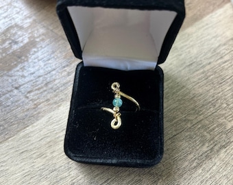 Swirl Ring with Wire Wrap Bead