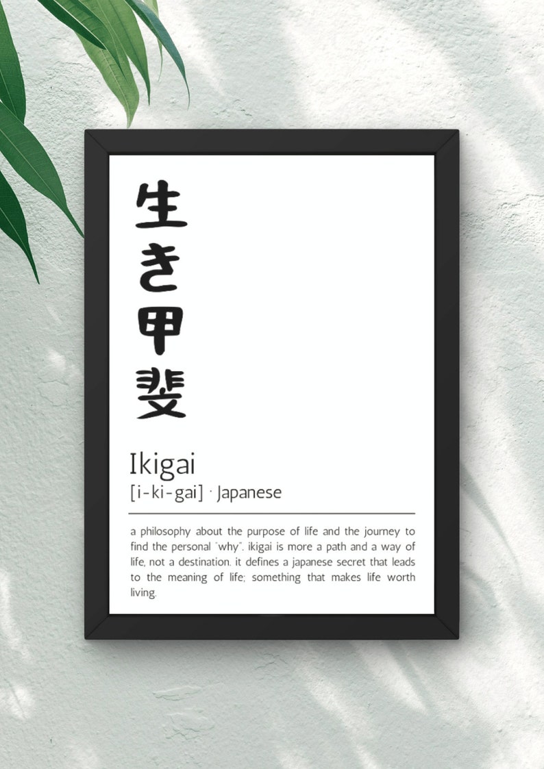Ikigai Japanese Kanji Wallart Kanji Posters Minimalist and