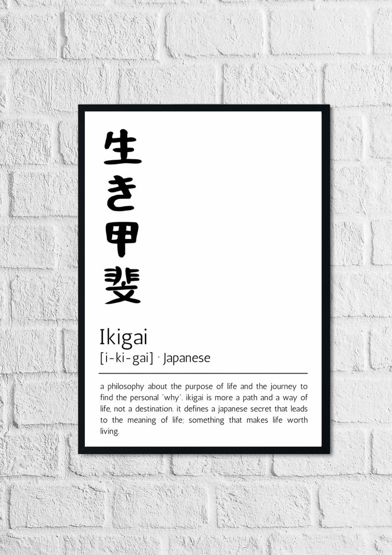 Ikigai Japanese Kanji Wallart Kanji Posters Minimalist and