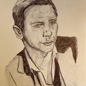 James Bond, ombreggiatura a penna, minimalista