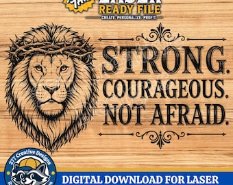 Joshua 1: 9 Starker und mutiger Löwe von Jehuda Christlicher Bibelvers SVG PNG für Lasergravur Sublimation POD und mehr (digitaler Download)