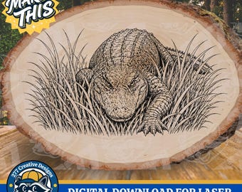 Alligator Wildtiere Lasergravur Design DIY Laser PNG SVG-Schnittdatei für Laser, Sublimation (digitaler Download)