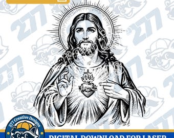 Jesus Saint Portrait Christian SVG PNG Cut File for Laser Engraving Design (Digital Download)