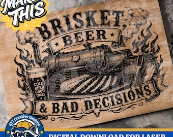 Brisket Smoker Laser Engraving Design Laser PNG SVG Cut file for laser, sublimation, dtf adult humor dad jokes (digital download)
