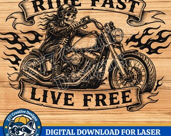 Ride Fast Live Free Motorcycle lovers SVG PNG Laser Cut File, sublimation (digital download)