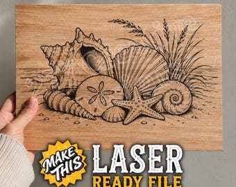 Beach Sea Shells Laser Engraving Design DIY Laser PNG SVG Cut file for laser, sublimation (digital download)