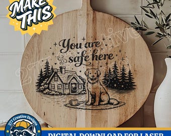 Tabla de cortar para amantes de los perros (archivo SVG PNG) Diseño de grabado láser para perro de rescate Cottage Core (descarga digital)