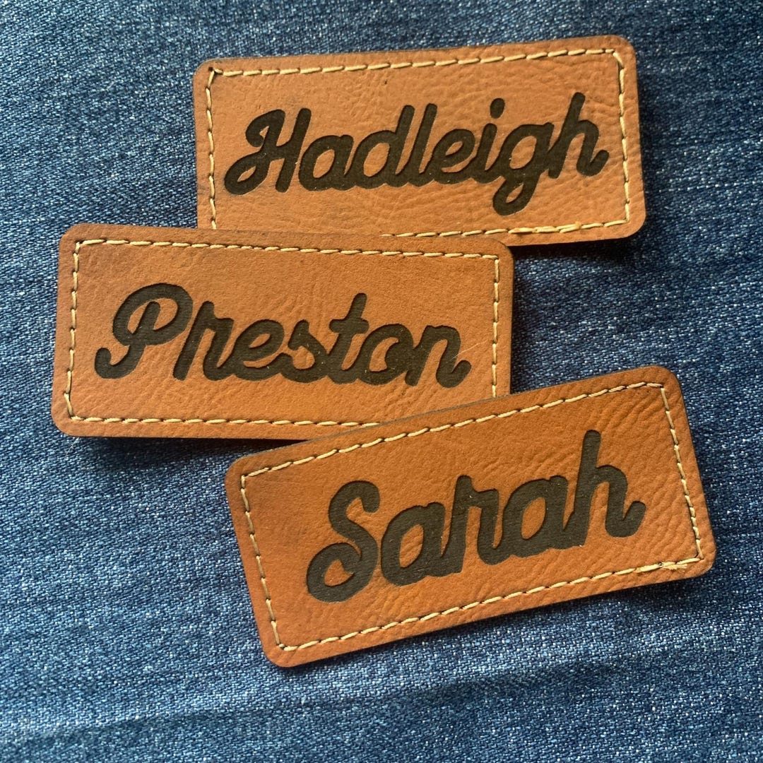 Custom Leatherette Blue Jean Tag Style Patch: DIY Iron on Faux Leather ...