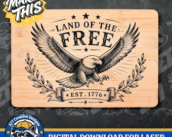 Land of the Free Est 1776 und fliegender Adler patriotisch SVG PNG Laser Cut Datei, Sublimation (digitaler Download)