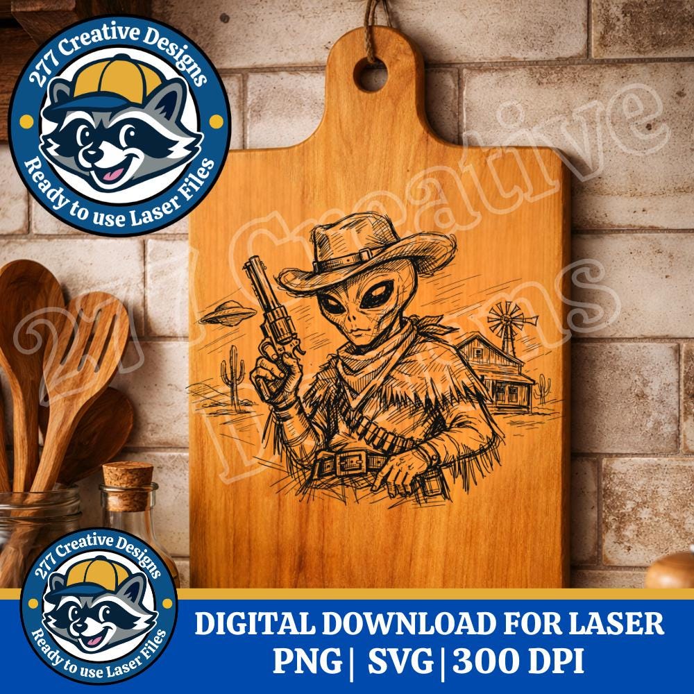 Alien Space Cowboy SVG PNG File Laser, Sublimation and More (digital ...