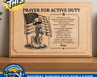 Placa de regalo de oración para militares en servicio activo (archivo SVG PNG para corte láser, grabado láser, sublimación, descarga digital)