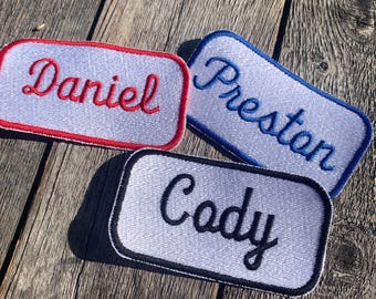 Custom Embroidered Name Patch: Retro Iron-On Uniform Tag