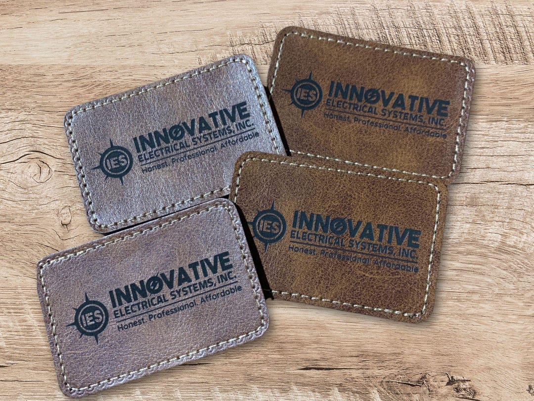 Leatherette Sticker Custom Leatherette Logo Patch: Iron-on DIY Business Swag (3x2 Inches ...