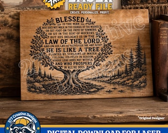 Psalm 1 Tree Planted by the Water Laser Engraving Bible Verse PNG SVG Cut file for laser, sublimation (digital download)
